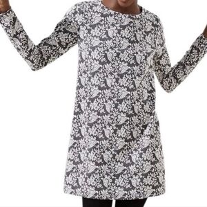 LOFT Gray And White Floral Sheath Dress Size Large